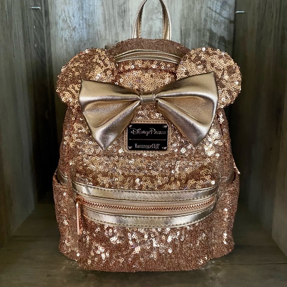 Rose Gold Disney Backpack and Disney Minnie Matching Ears - Picture 3 of 4